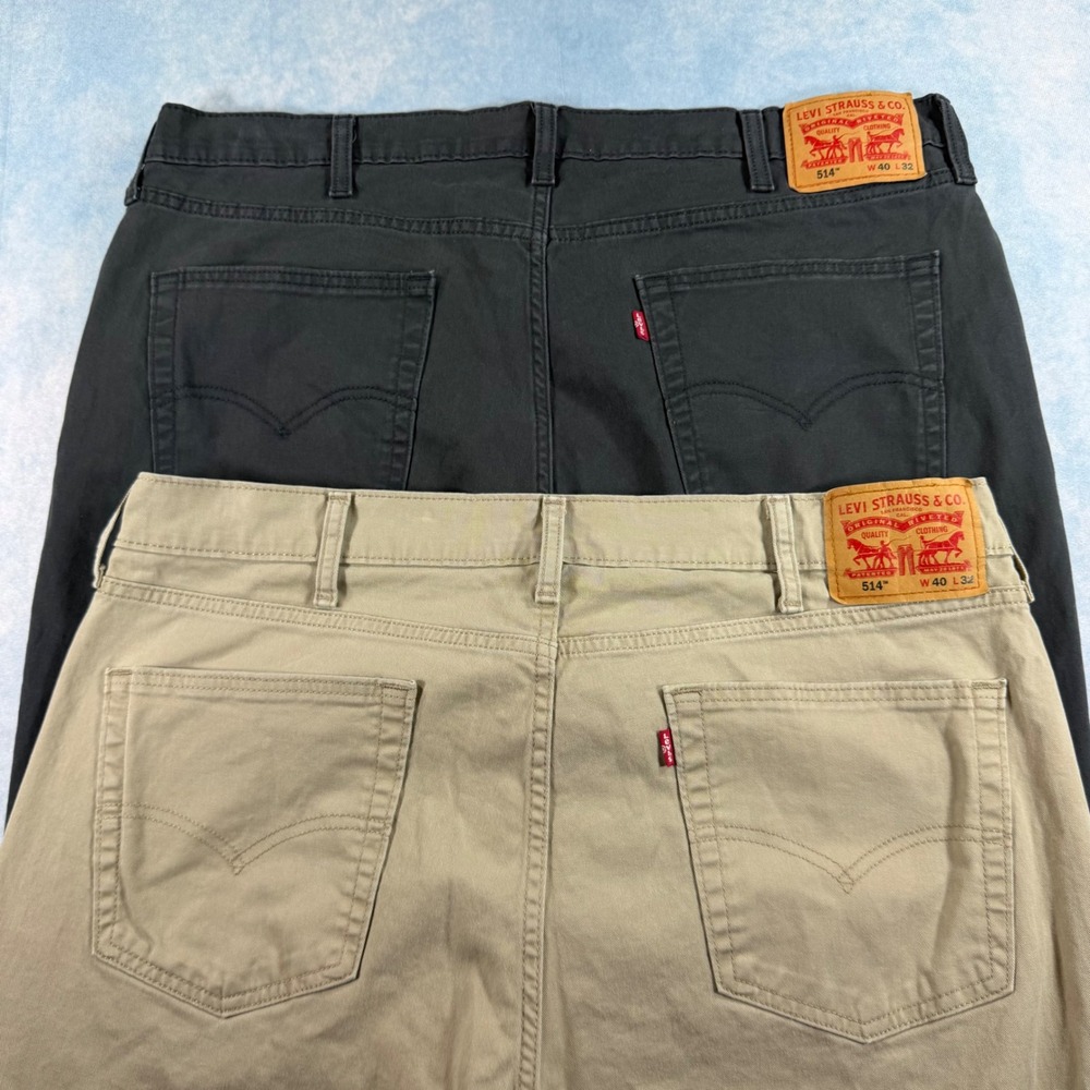Levi's 514 Straight Pants Mens 40x32‎ Grey Khaki Excellent Lot of 2 Chinos